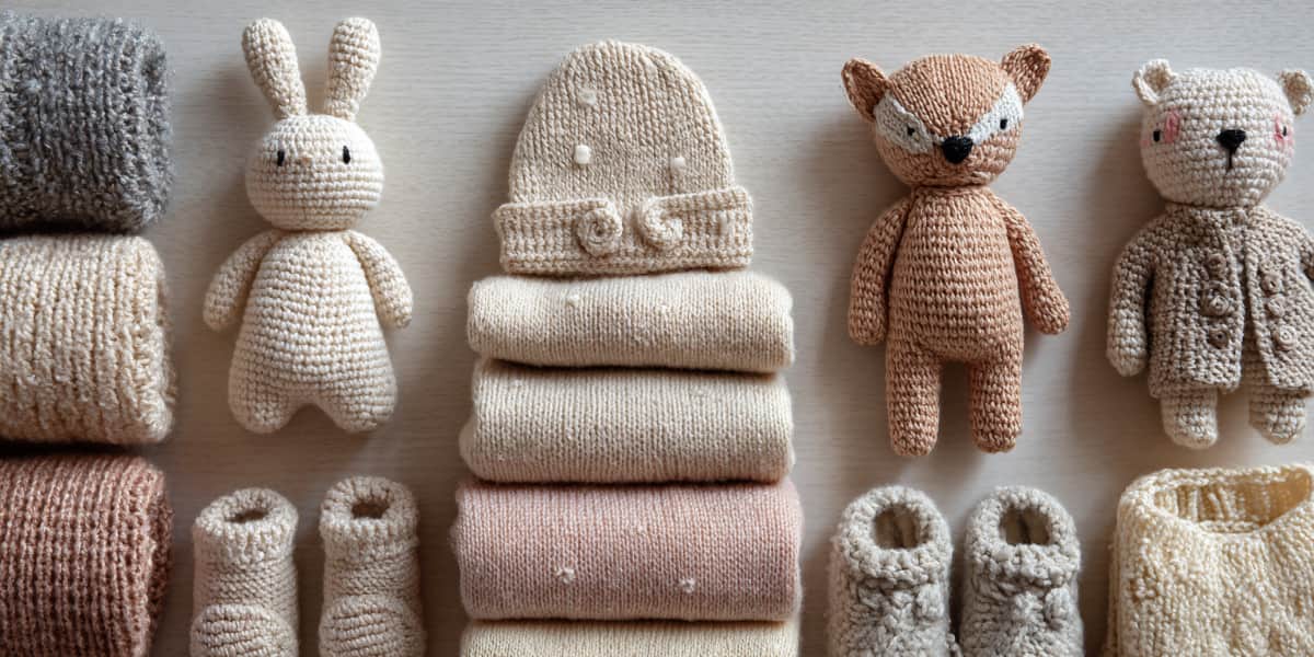 Háčkované a pletené výrobky pro děti a novorozence
