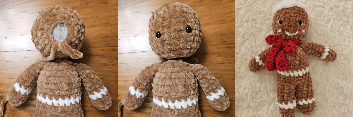 Háčkovaný perníček z příze Natana - vánoční ozdoba - mašle