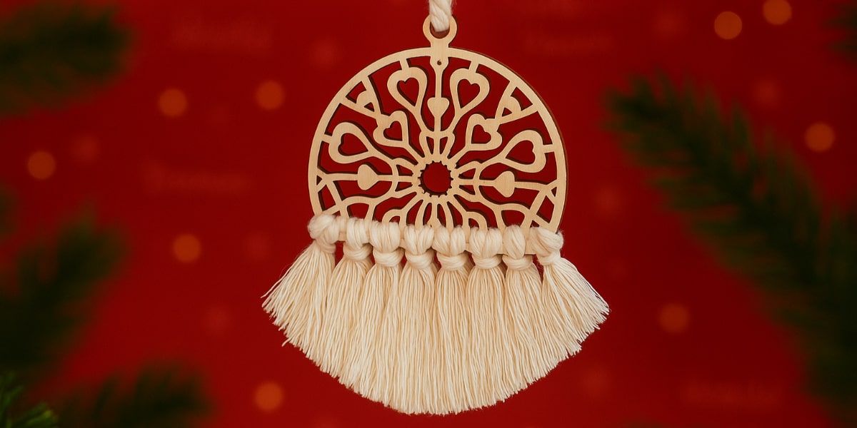 Macrame vánoční koule z provázku Natana