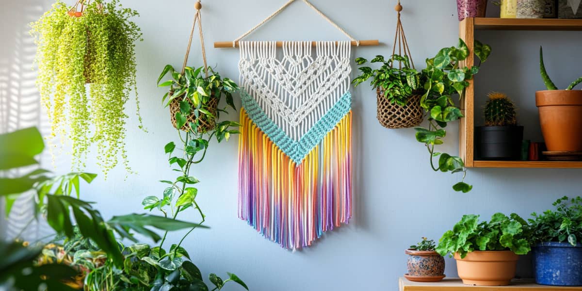 Macrame závěsné dekorace Macrame závěsné dekorace
