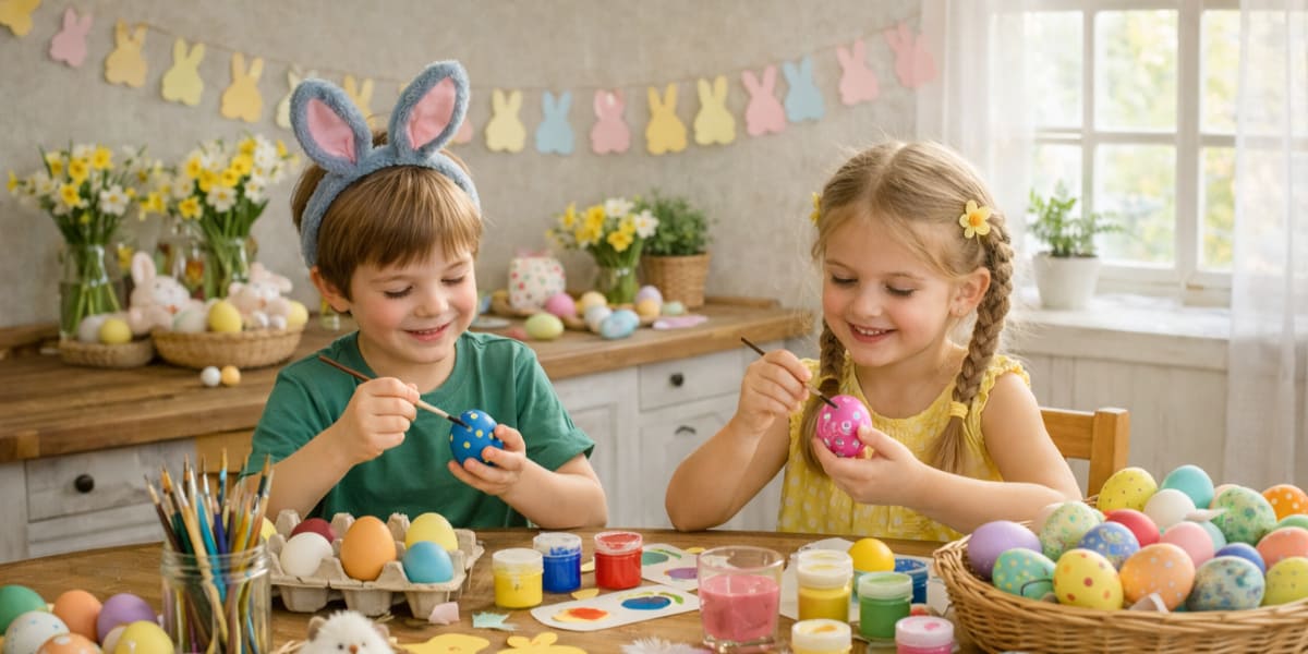Velikonoční tvoření s dětmi doma – malování vajíček, provázek, vlna a dřevěné dekorace