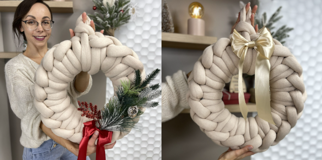 Návod na pletený věnec z Fluffy příze