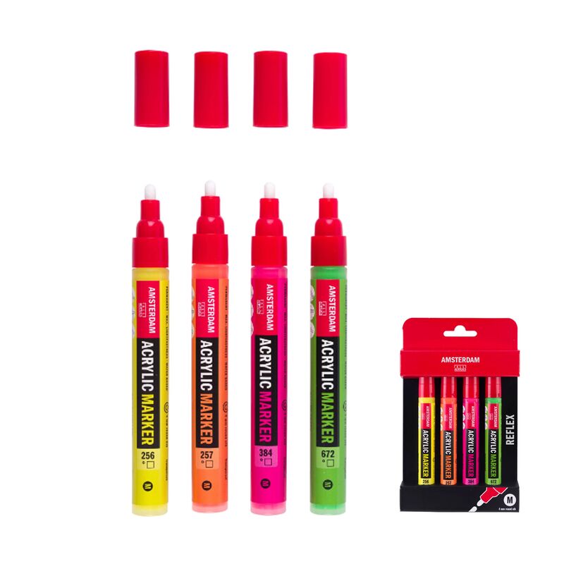 Akrylové fixy Amsterdam Acrylic Marker Reflex sada 4 x 4 mm