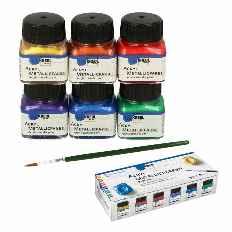 Akrylové metalické barvy KREUL Basic Set 6 x 20ml
