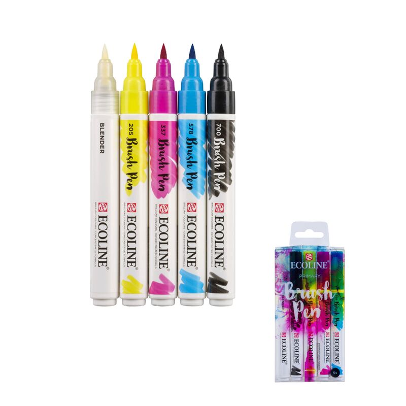 Akvarelové fixy Ecoline Brush Primary sada 5 ks