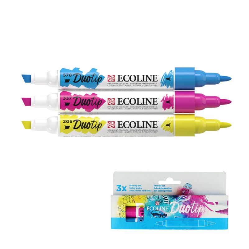 Akvarelové fixy Ecoline Duotip Primary set 3ks