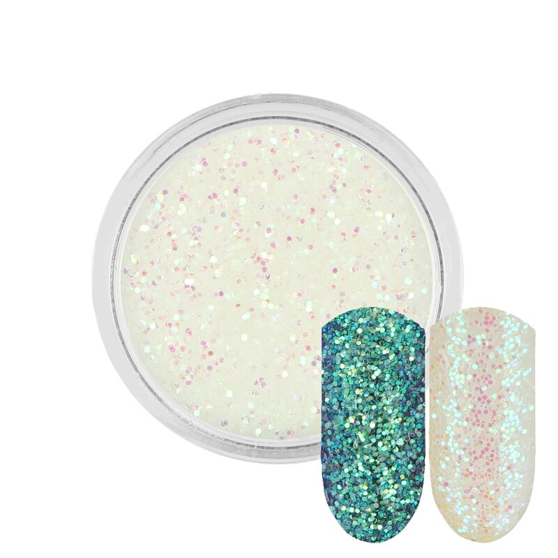 Bílé glitre Rossart s růžovo-zeleným leskem 0,4mm 3ml