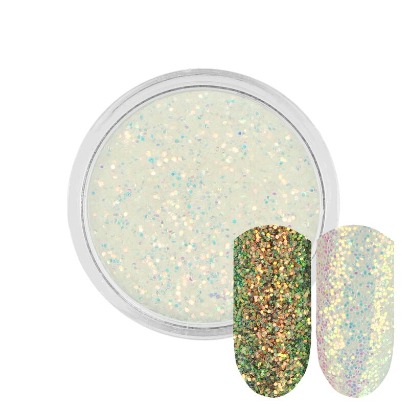 Bílé glitry Rossart se zlatými a modrými třpytkami 0,4mm 3ml