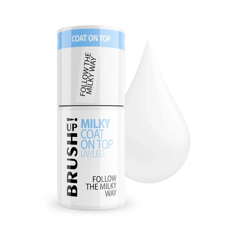 Brush UP! mléčný svrchní gel lak top coat 5g Follow the Milky Way