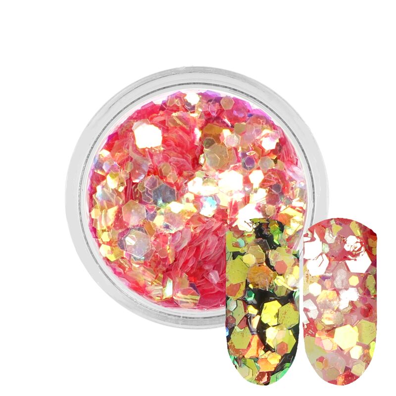 Červené hexagon glitry Rossart 3ml