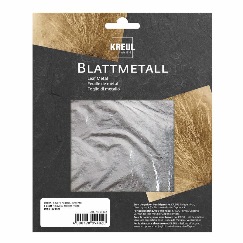 Dekorační metalická fólie KREUL stříbrná 140 x 140mm 6ks