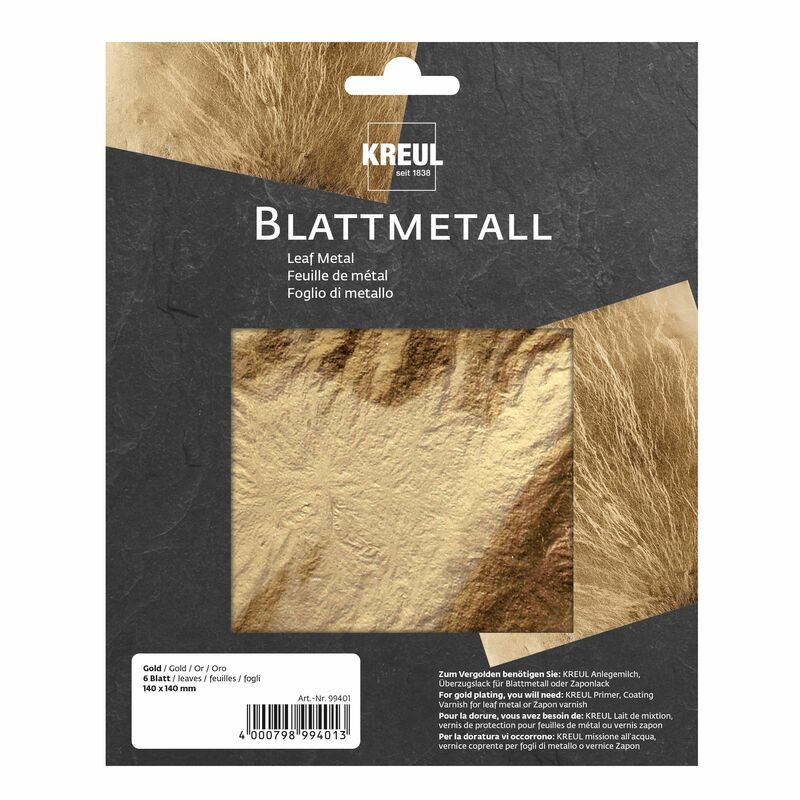 Dekorační metalická fólie KREUL zlatá 140 x 140mm 6ks
