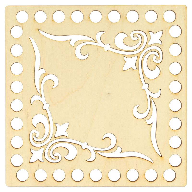 Dřevěné dno koše čtvercové s ornamentem 15 x 15 cm