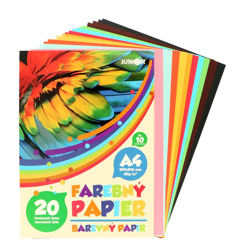 Barevný papír A4 80g 20 listů/10 barev