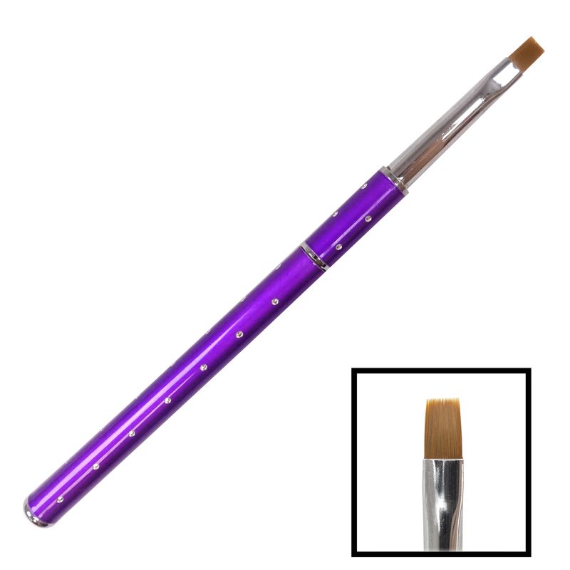 Fialový štětec na gelové nehty s kamínky č. 4