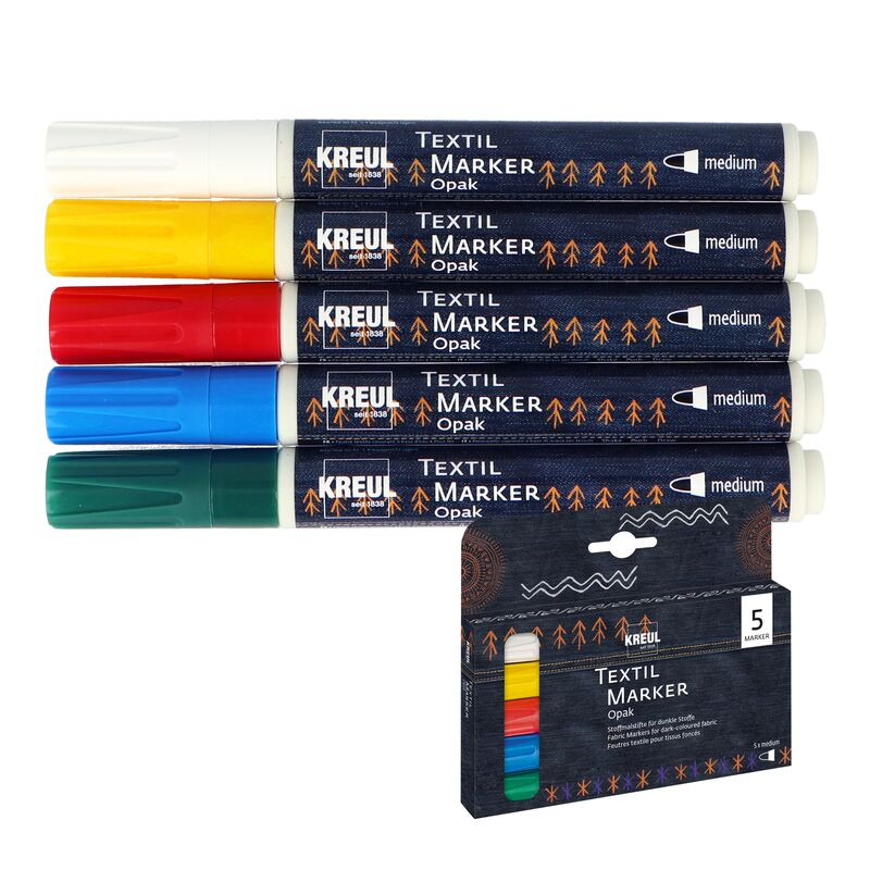 Fixy na textil KREUL Opak medium 5ks