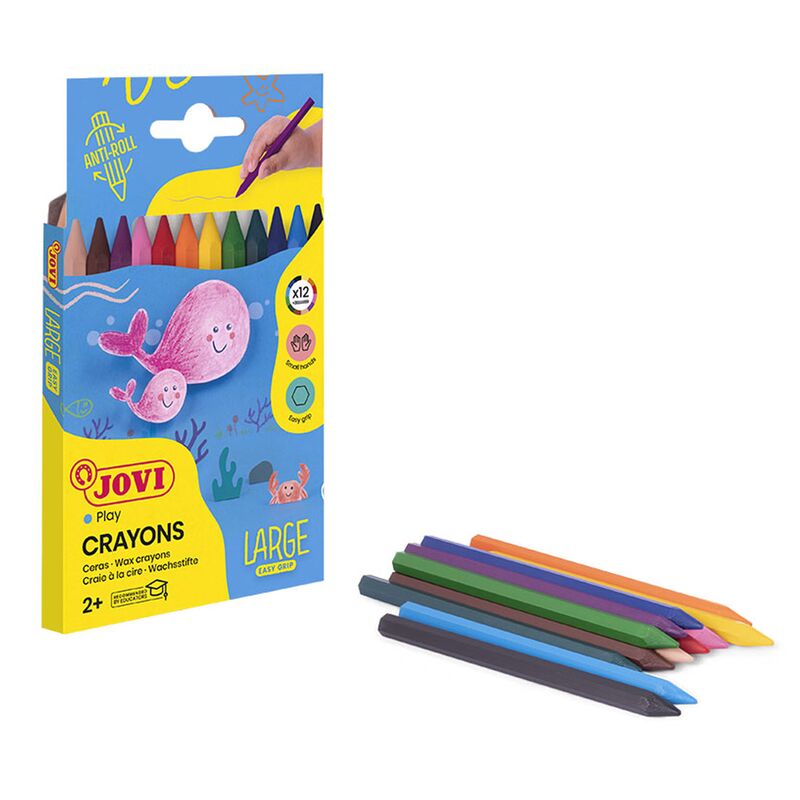Hrubé barevné pastelky JOVI Large Easy Grip 12 ks