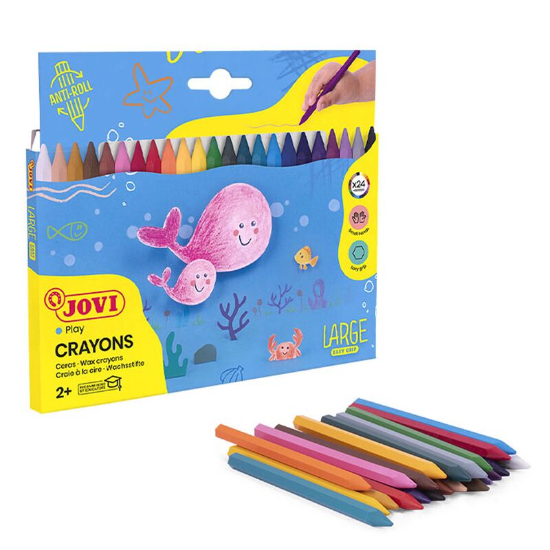 Hrubé barevné pastelky JOVI Large Easy Grip 24ks