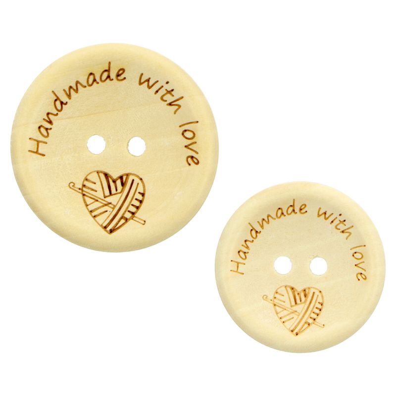 Ideal dřevěné knoflíky Handmade with Love srdce