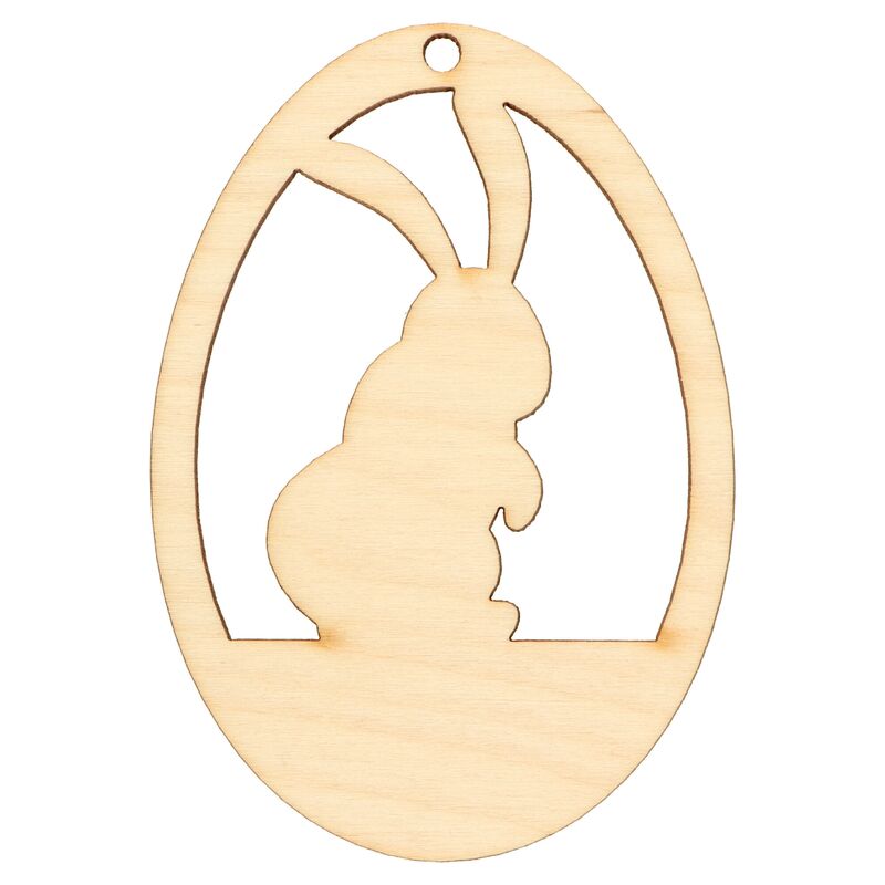Ideal velikonoční dřevěné vajíčko s ozdobným králíčkem 6 x 9 cm