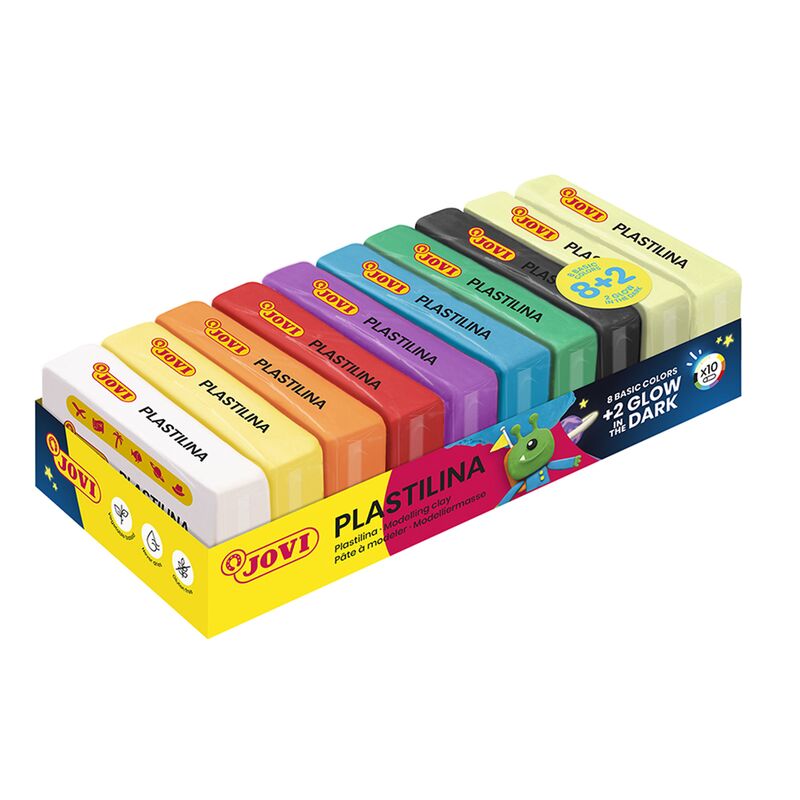 JOVI Glow plastelína 10 x 50 g (8 barev + 2 svítící ve tmě)