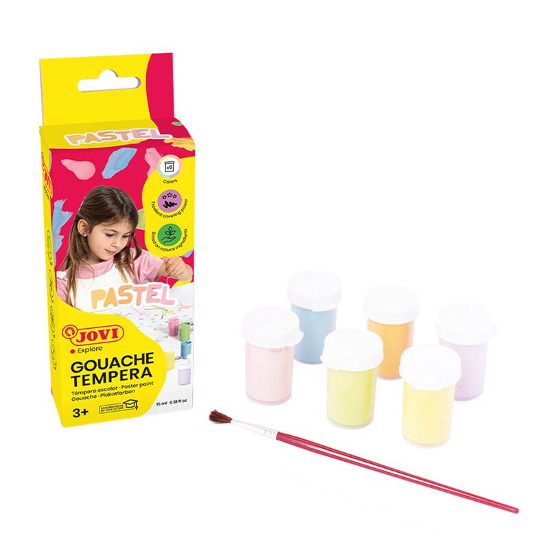 JOVI pastelové temperové barvy 6 x 15 ml se štětcem