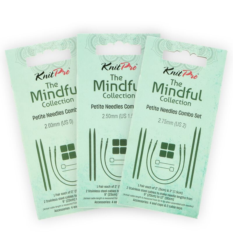 Sada KnitPro Mindful Petite Combo s vyměnitelnými jehlami o délce 5 cm a 7,5 cm