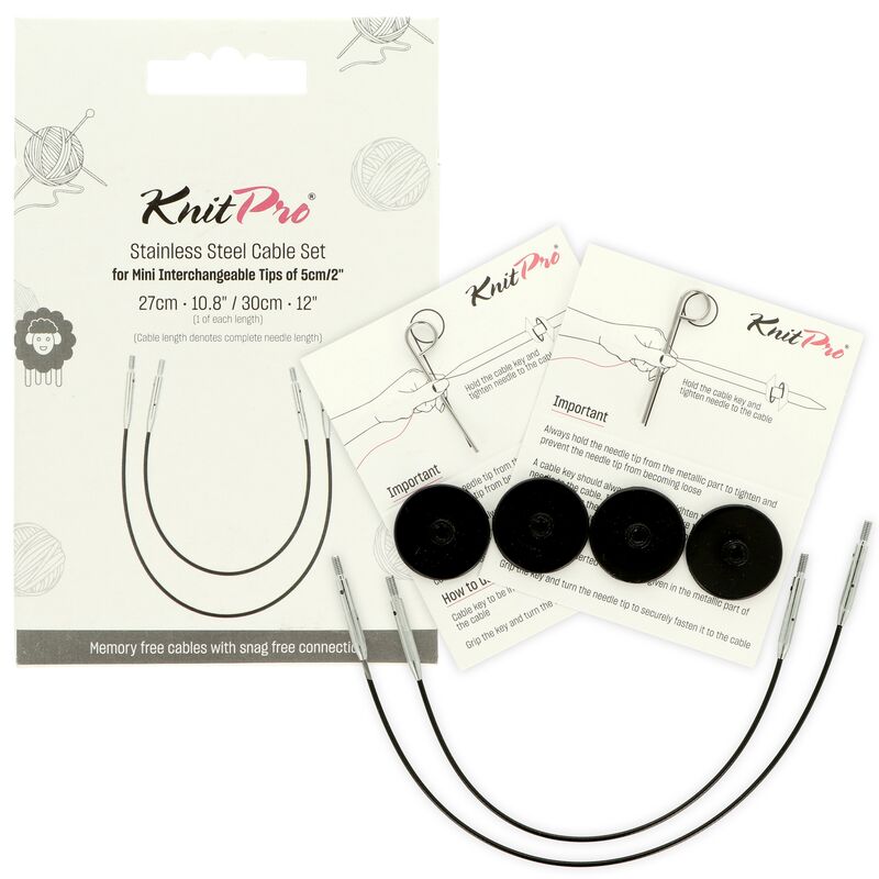 Knitpro Mini Fixed Cable set černé kabely