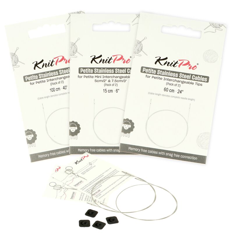Knitpro Petite Transparent SS Fixed – ocelové šňůry na pletací jehlice
