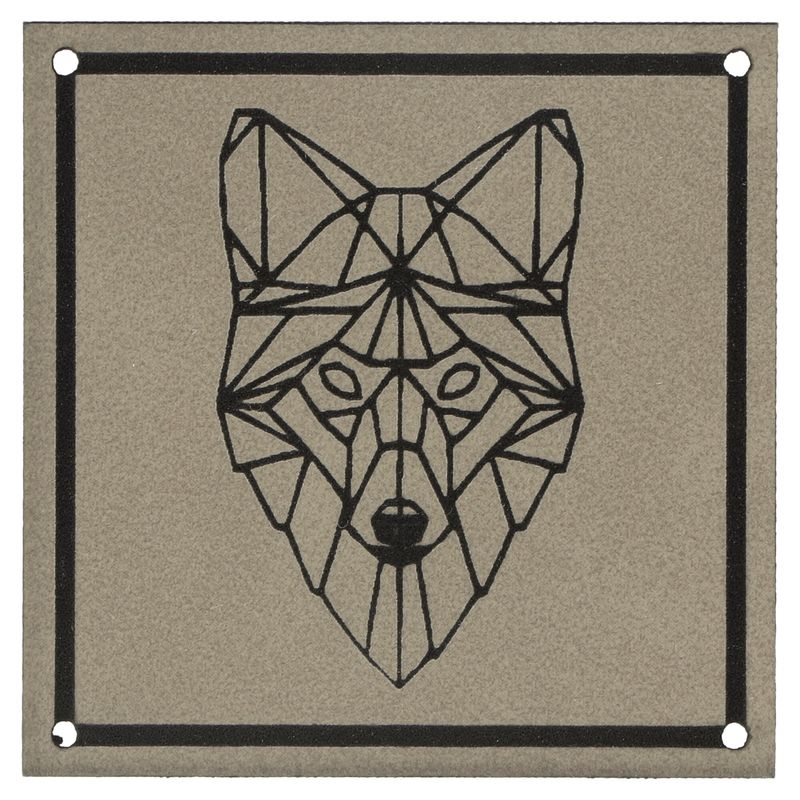 Kožená visačka vlk světle hnědá 4,3 x 4,3 cm