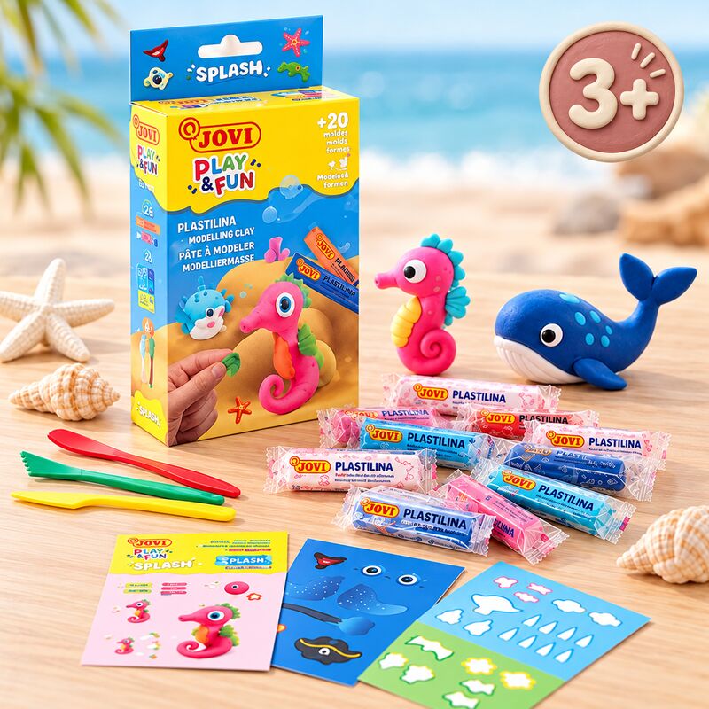 Kreativní sada s rostlinnou plastelínou JOVI Play&Fun Mini Splash – mořská zvířátka