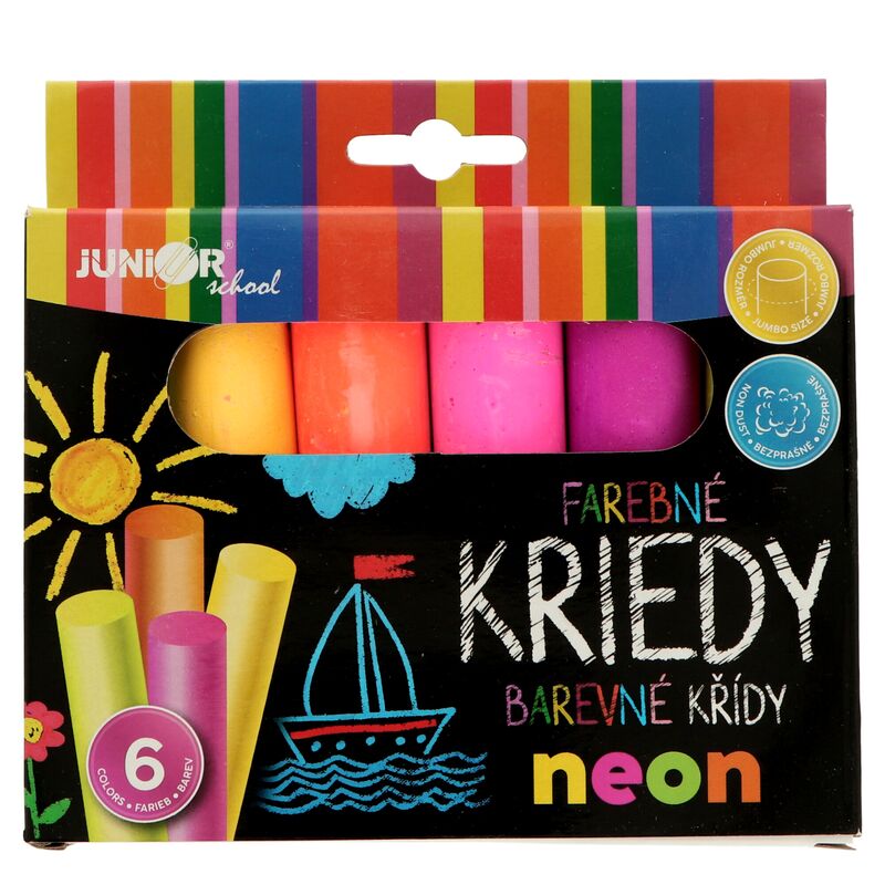 Neonové kulaté chodníkové křídy 6ks