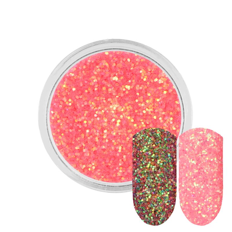Neonově lososový třpytivý prášek Rossart 0,4mm 3ml