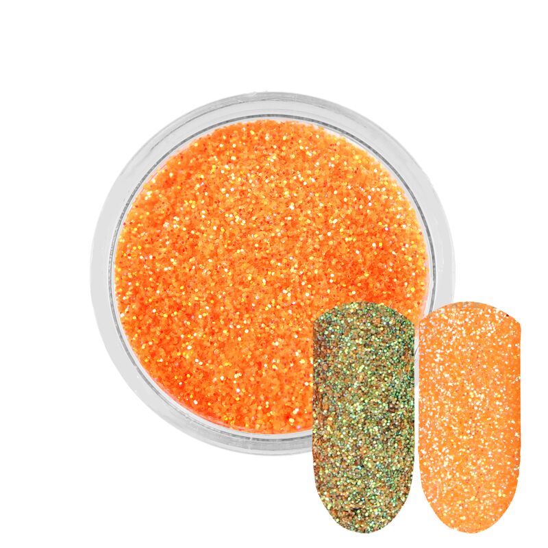 Neonově oranžový třpytivý prášek Rossart 0,2mm 3ml