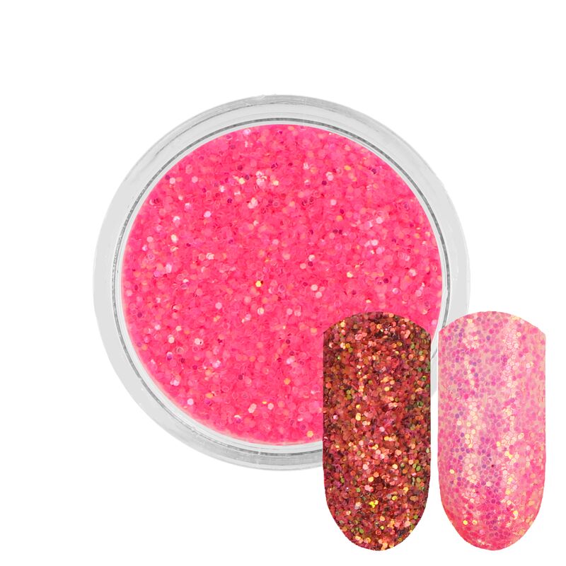 Neonově růžový třpytivý prášek Rossart 0,4mm 3ml