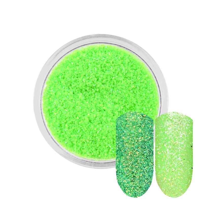 Neonově zelený třpytivý prášek Rossart 0,2mm 3ml