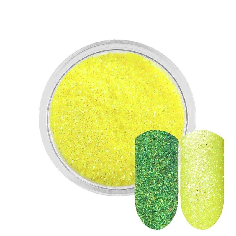 Neonově žlutý třpytivý prášek Rossart 0,2mm 3ml