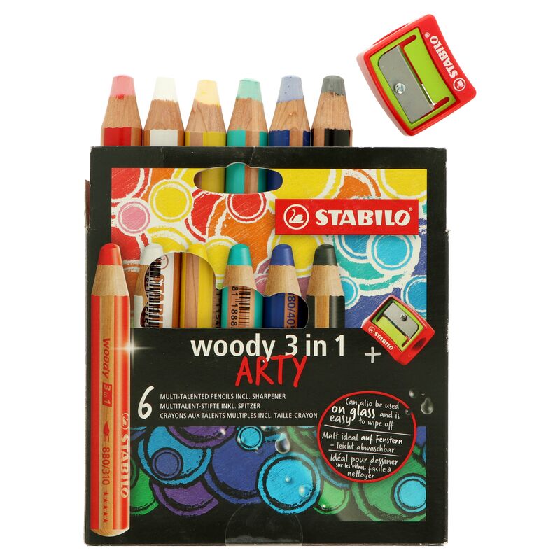 Pastelky Stabilo Woody Arty 3v1 6ks + struhadlo