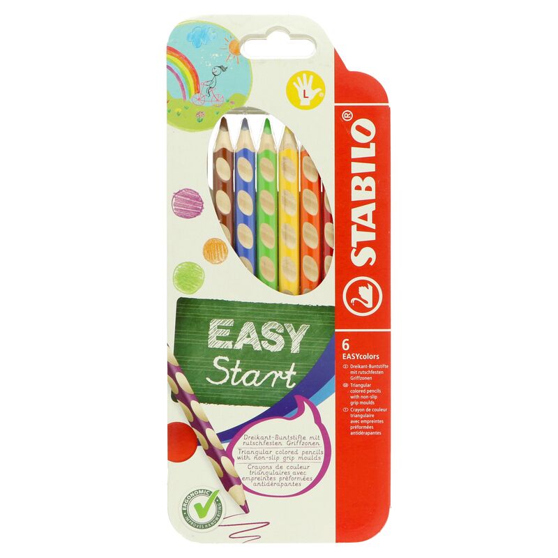 Pastelky trojhranné pro leváky Stabilo Easy Colors 6ks