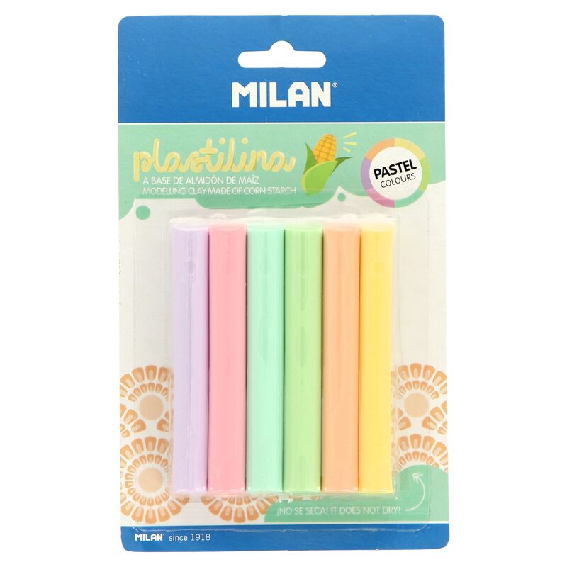 Plastelína MILAN 6 tyčinek v pastelových barvách 70 g