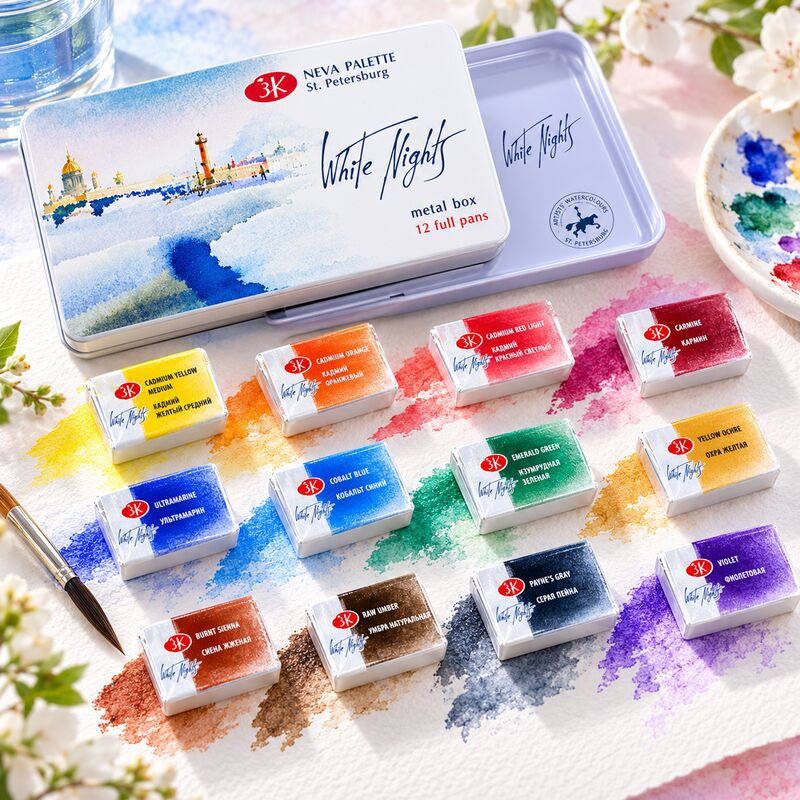 Profesionální akvarelová barva White Nights St. Petersburg 2,5 ml – různé odstíny