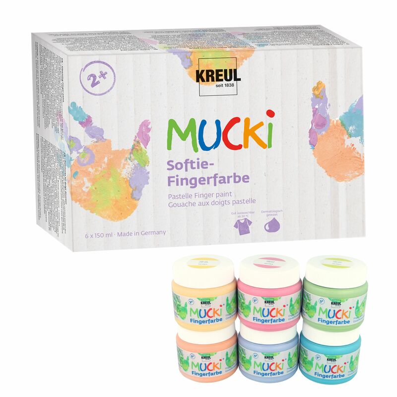 Prstové barvy MUCKI Softie 6 x 150 ml