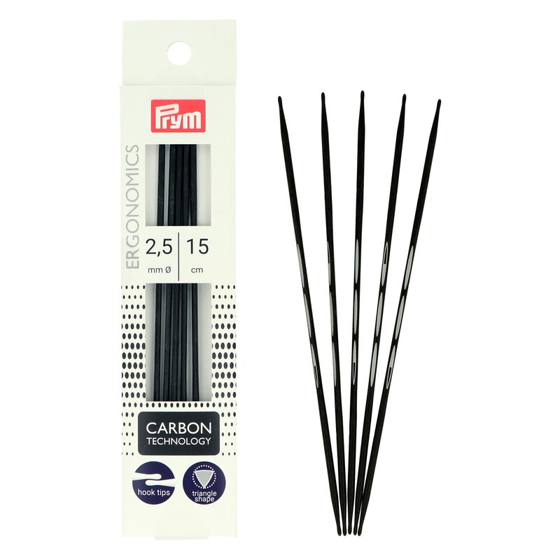 Prym Ergonomics Carbon ponožkové jehlice 2,5 mm, 15 cm
