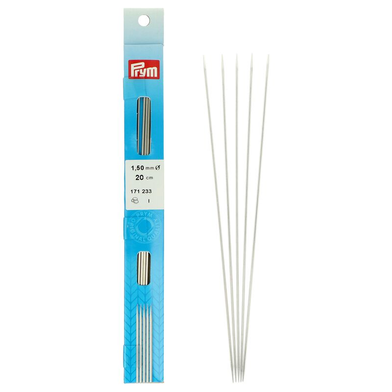 Ocelové ponožkové jehlice na pletení Prym, 1,5 mm, 20 cm