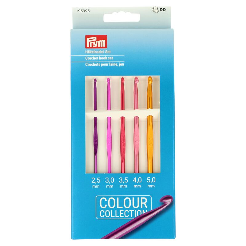 Sada hliníkových háčků na vlnu Prym, 2,5–5 mm