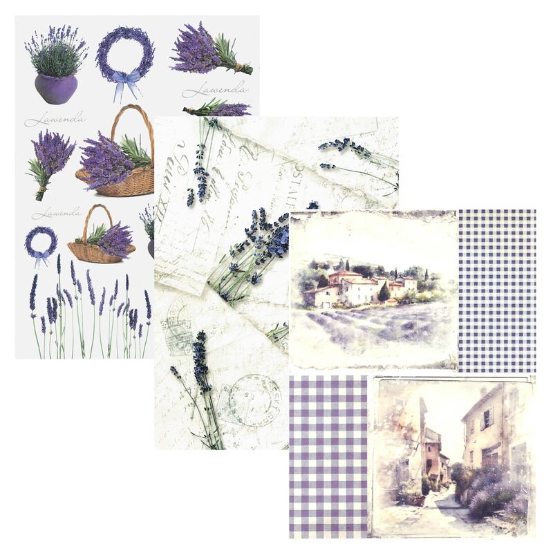 Rýžový papír na decoupage, levandulový A4 - různé druhy