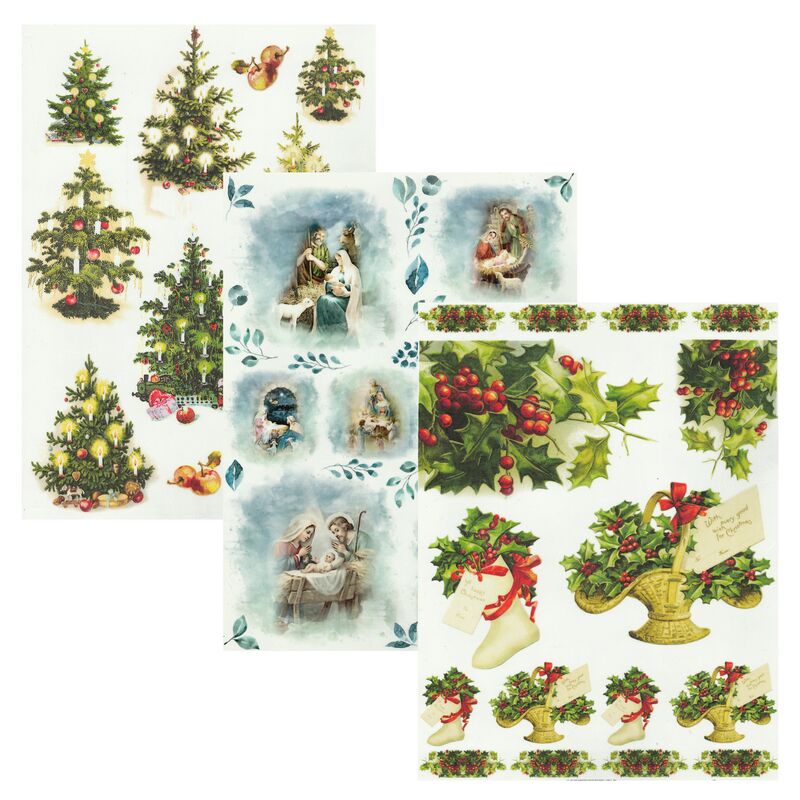 Rýžový papír na decoupage, vánoční A4 - různé vzory