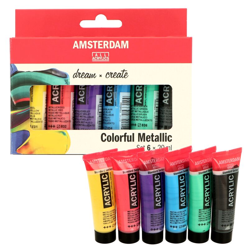 Sada akrylových barev Amsterdam Colorful Metallic 6 x 20 ml