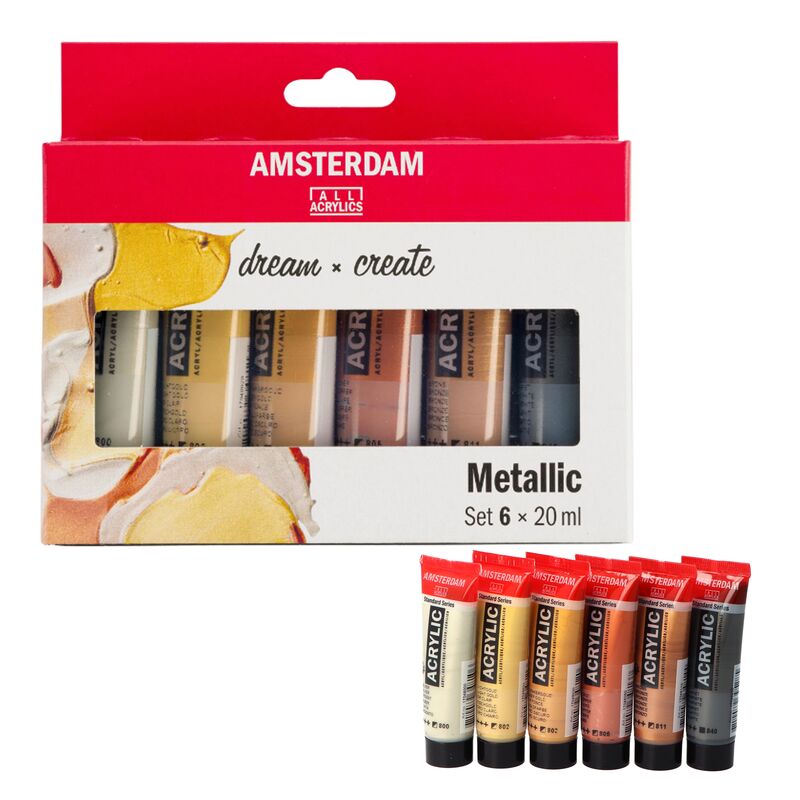 Sada akrylových barev Amsterdam Metallic 6 x 20 ml