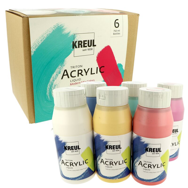 Sada akrylových barev Kreul TRITON 6x750ml Modern Mix Colors